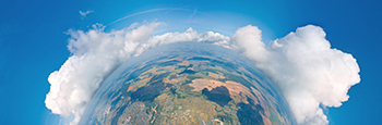 Aerial,View,From,High,Altitude,Of,Little,Planet,Earth,Covered