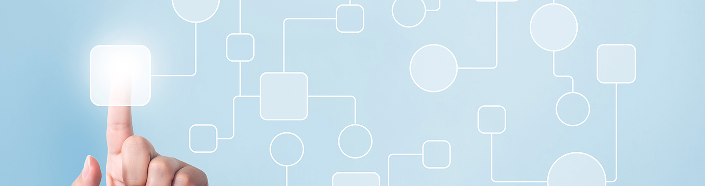 Business,Process,And,Workflow,Automation,With,Flowchart.,Hand,Pointing,Illustration